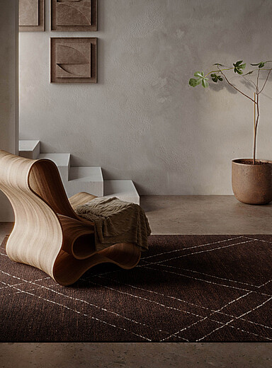Momeni Chocolate/Espresso Everett geometric lines pure wool rug See available sizes