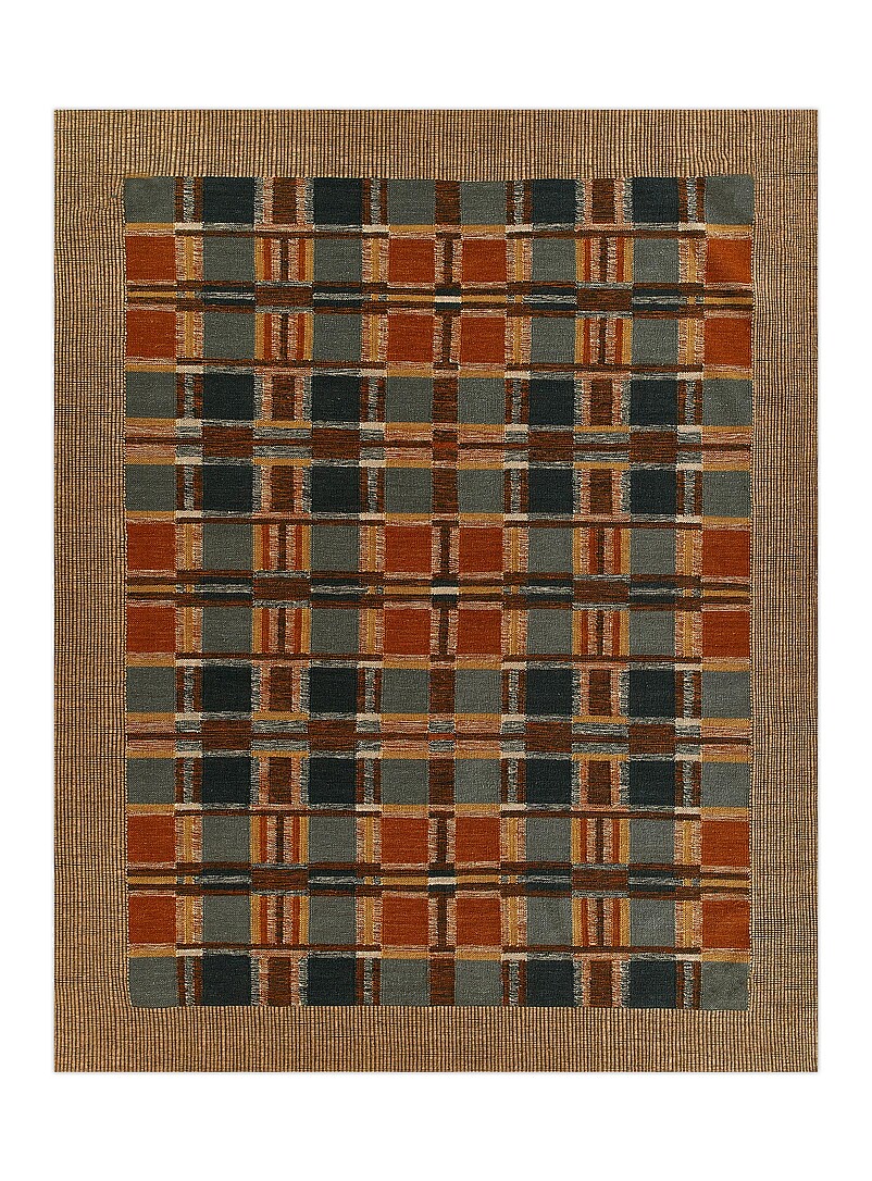 Adobe bluish checkers handwoven rug See available sizes product image (primary)
