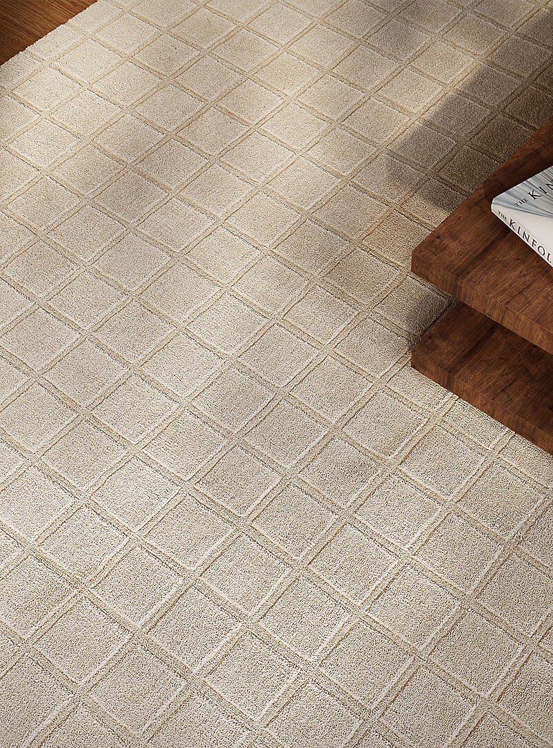 Contour embossed grid pattern plain handcrafted rug See available sizes product image (primary)