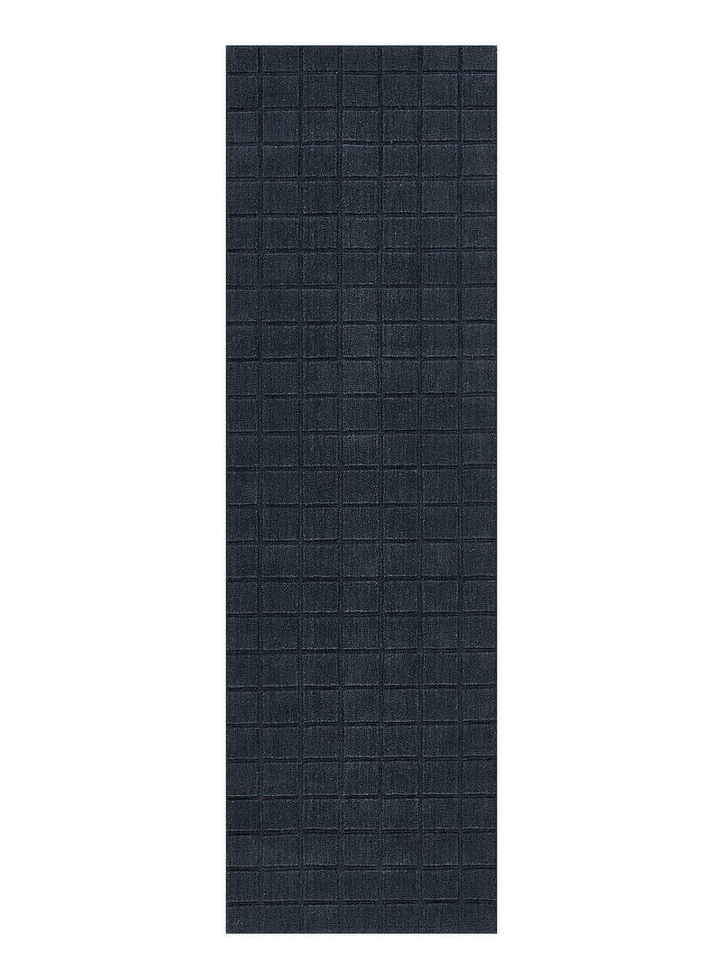Contour Embossed Grid Pattern Plain Handcrafted Hallway Rug 70 X 245 Cm