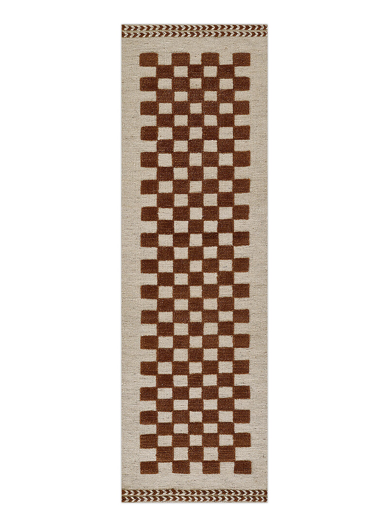 Willow Two-Tone Mini-Checkers Handcrafted Hallway Rug 75 X 245 Cm