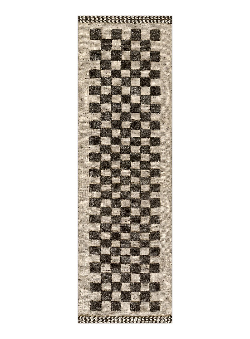 Willow two-tone mini-checkers handcrafted hallway rug 75 x 245 cm product image (primary)