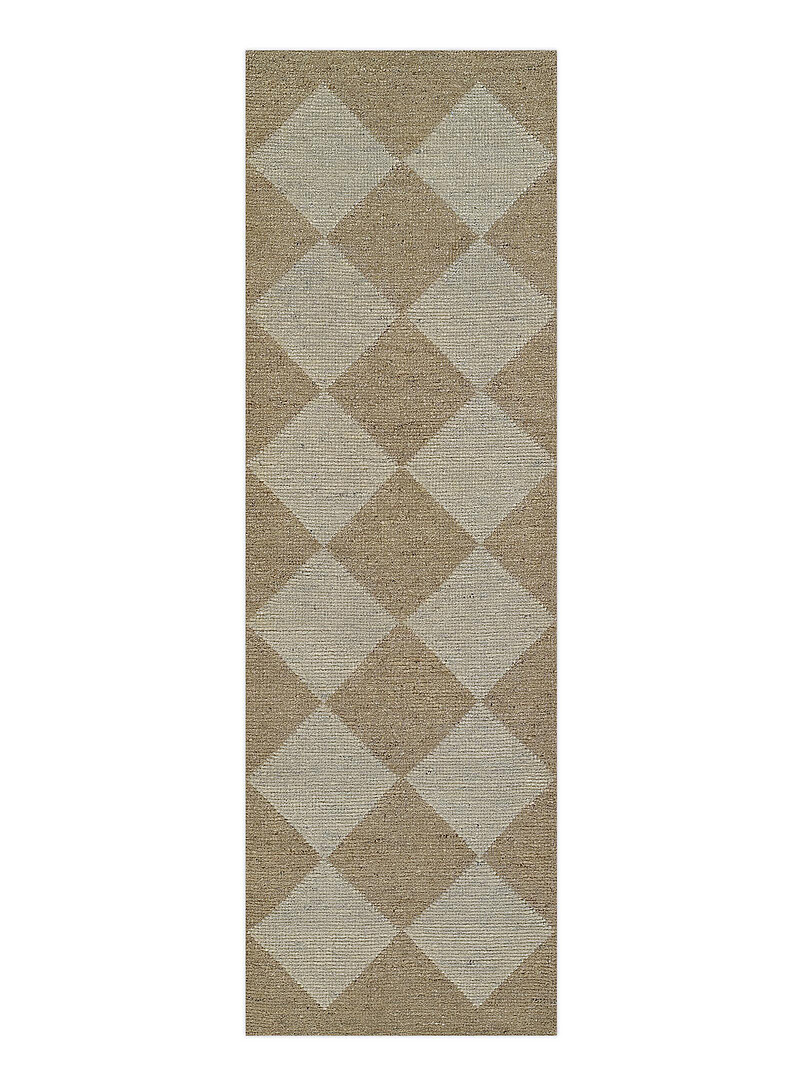 Willow Two-Tone Diamond Pattern Handcrafted Hallway Rug 75 X 245 Cm