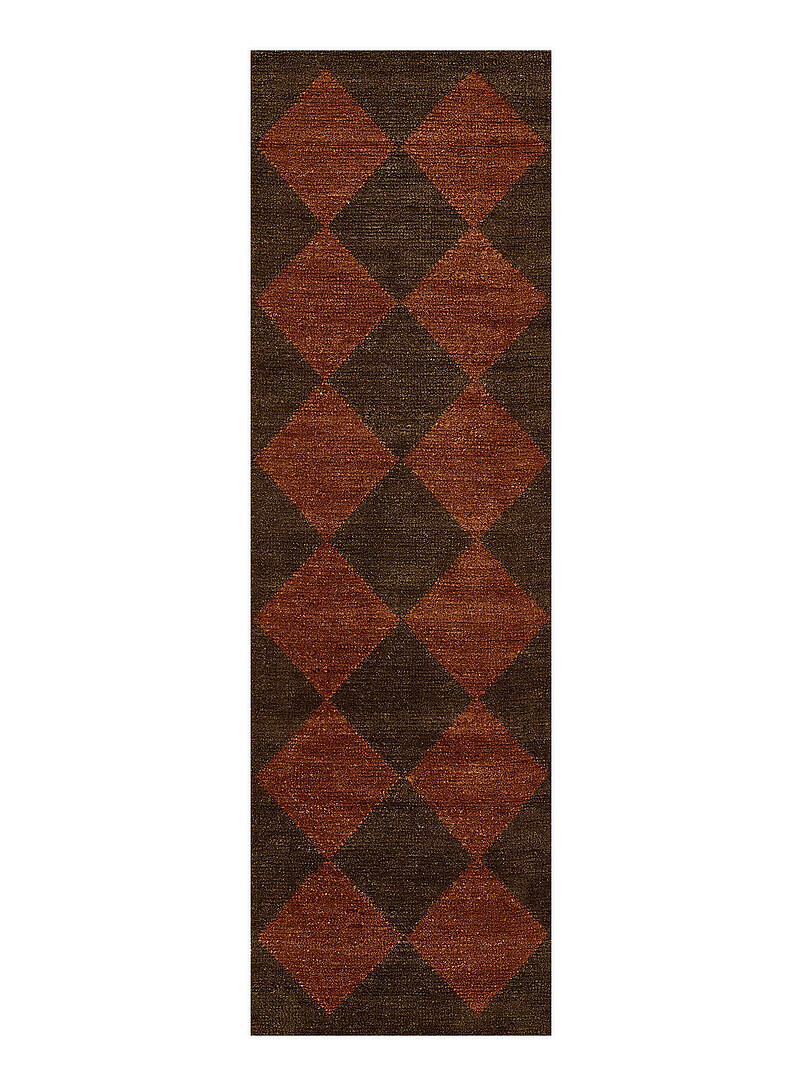 Willow Two-Tone Diamond Pattern Handcrafted Hallway Rug 75 X 245 Cm