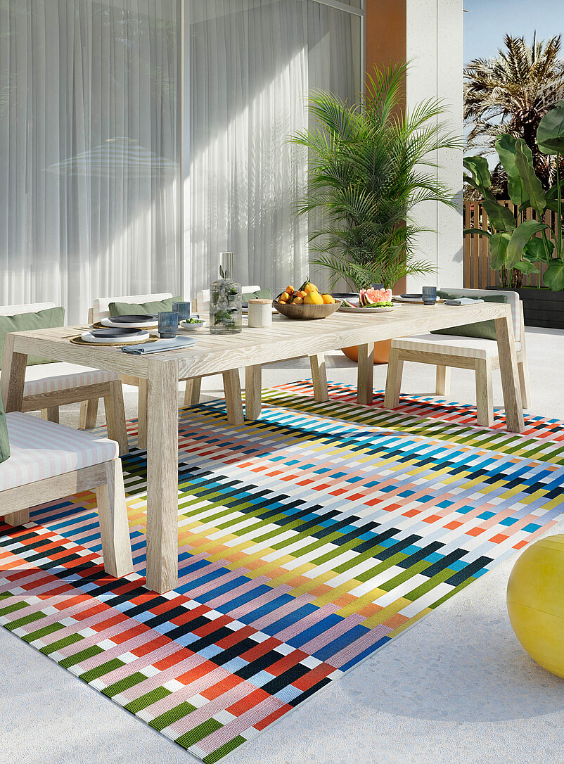 Icon colourful stripes indoor-outdoor rug See available sizes product image (primary)