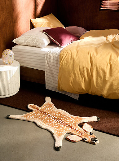 Doing Goods: Le tapis touffet&eacute; faon pure laine Francis 64 x 100 cm Brun &agrave; motifs