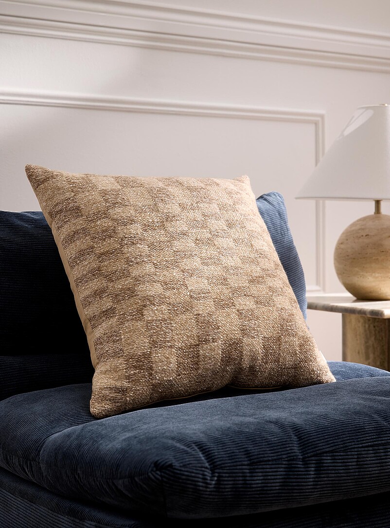 Checkered Wool Blend Removable Cover Cushion 50 X 50 Cm