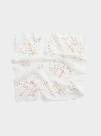 Simons: Le foulard broderie florale pur coton Bleu pour femme