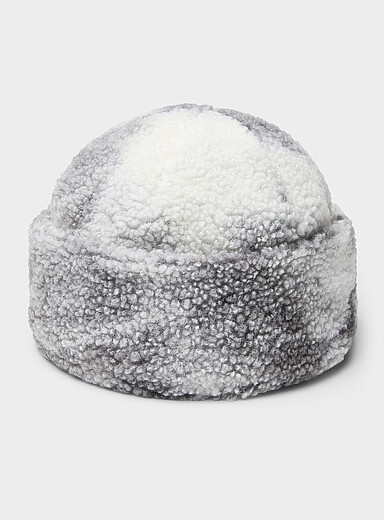 Wide-cuff patterned high-pile-fleece tuque