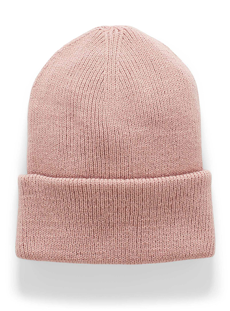 Simons Pink Finely ribbed wide-cuff tuque for women