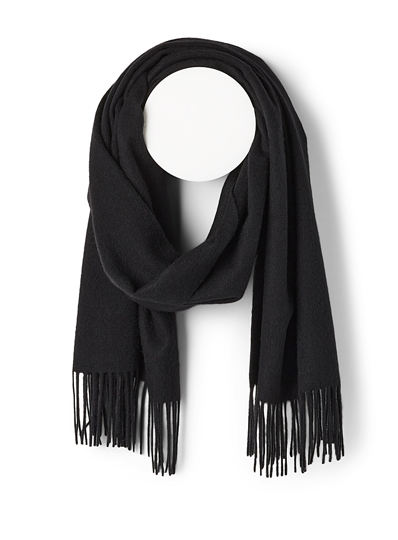 Simons Black XL cashmere and wool scarf for women