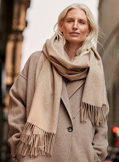 Women's and Men's Beige Cashmere Scarf