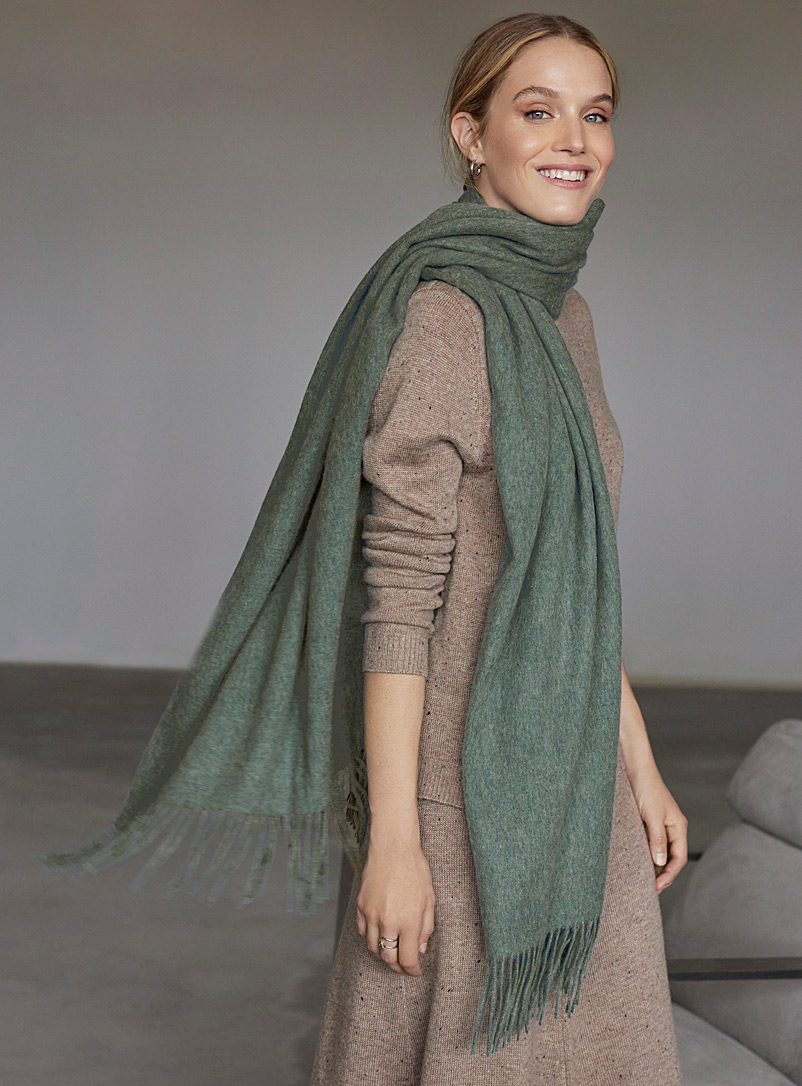 Simons: L'écharpe XL laine et cachemire Vert bouteille pour femme