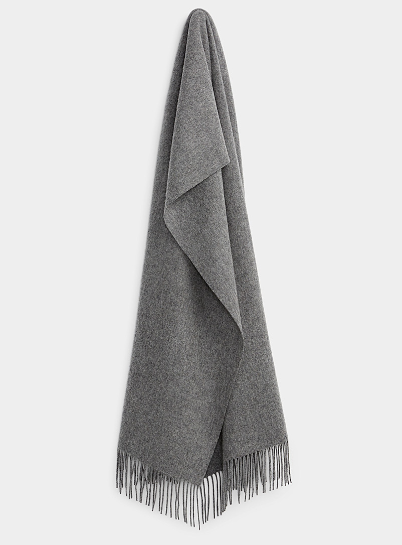 Simons Dark Grey XL cashmere and wool scarf for women