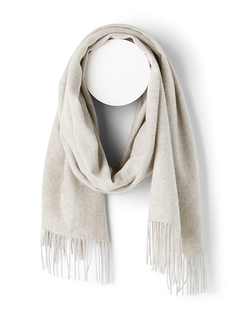 Simons Light Grey XL cashmere and wool scarf for women