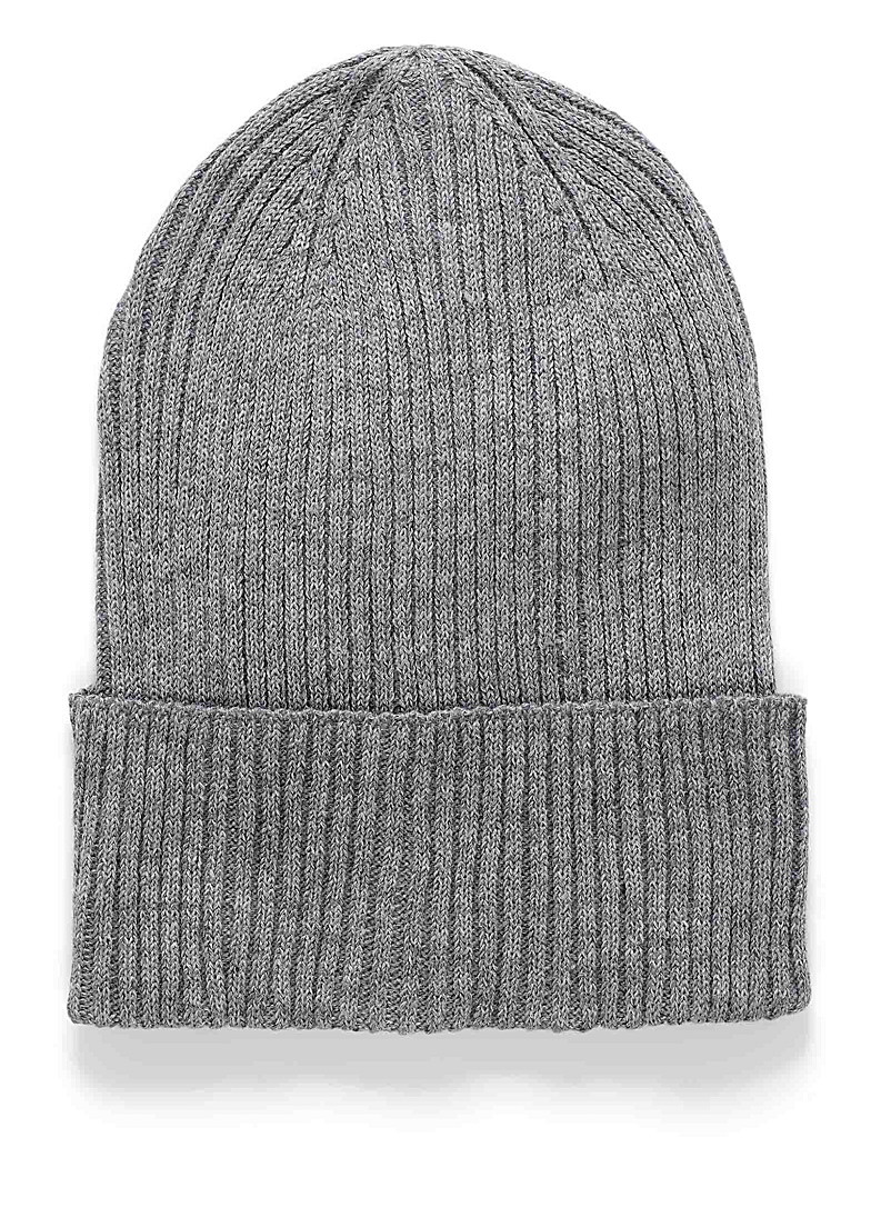 Le 31 Charcoal Fine ribbed-knit tuque for men