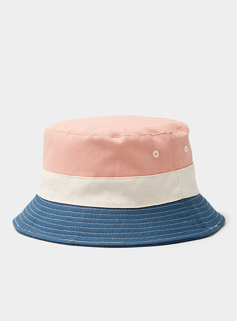 Le 31 Pink Colourful block cotton bucket hat for men
