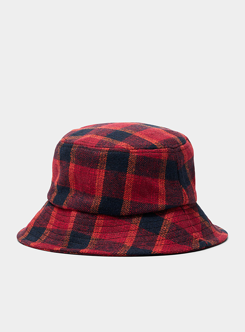 Le 31 Patterned Red Fall-coloured houndstooth bucket hat for men