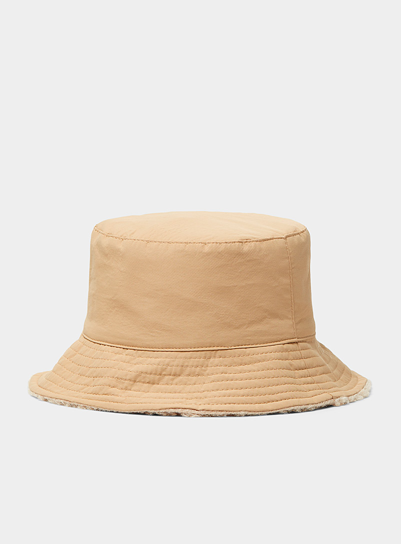Le 31 Fawn Sherpa reversible bucket hat for men
