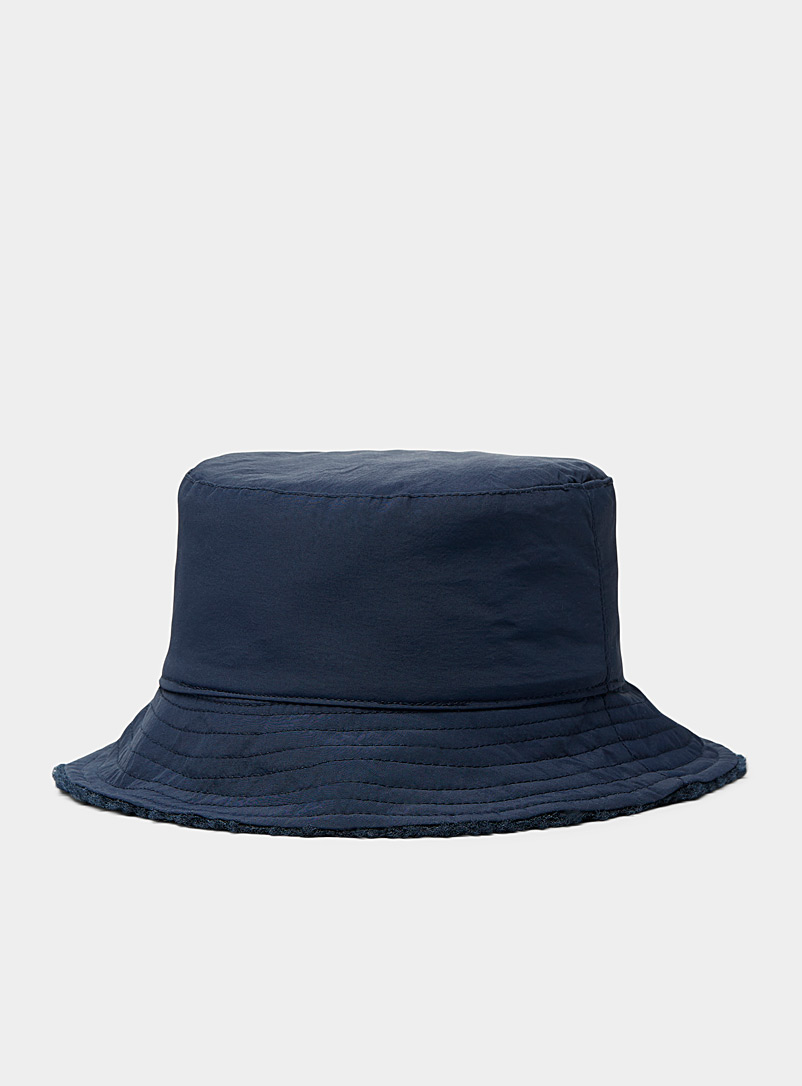 Le 31 Marine Blue Sherpa reversible bucket hat for men