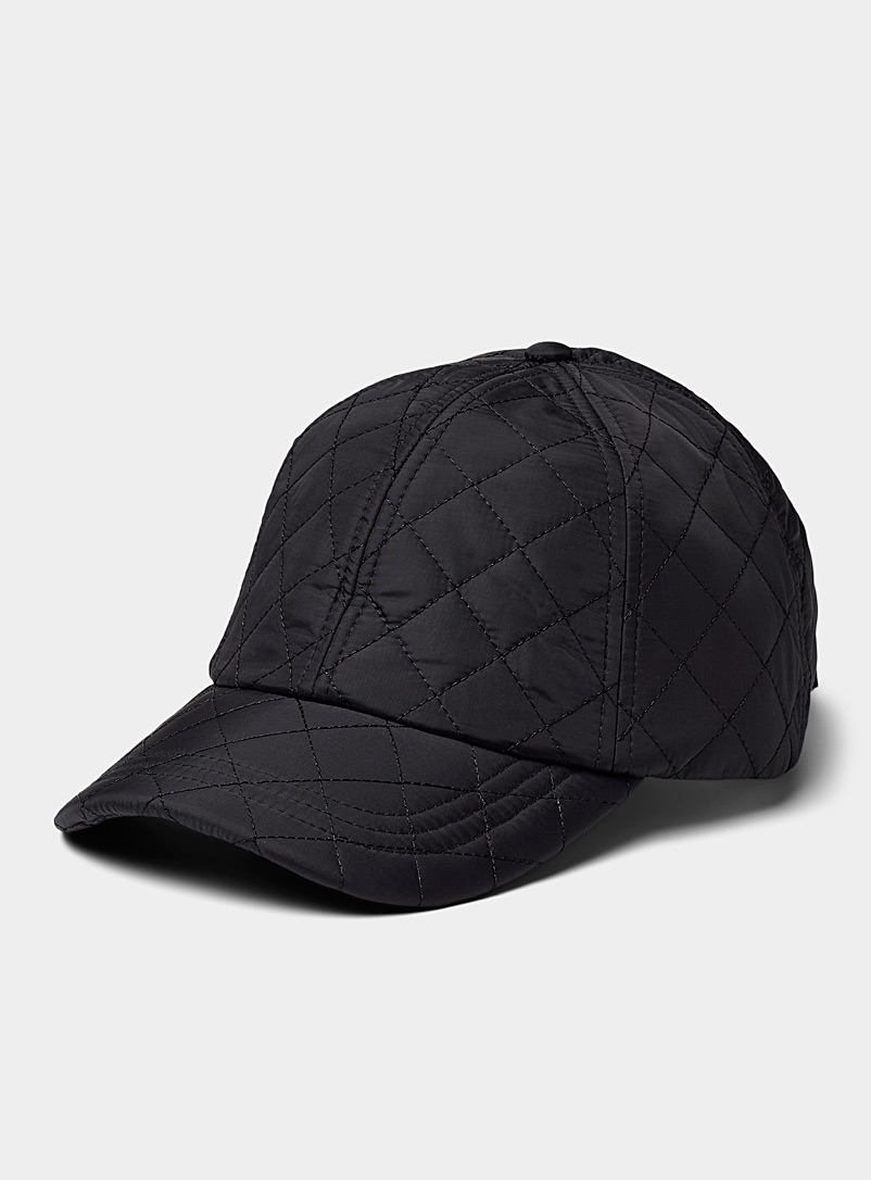 Le 31 Black Nylon quilted cap for men