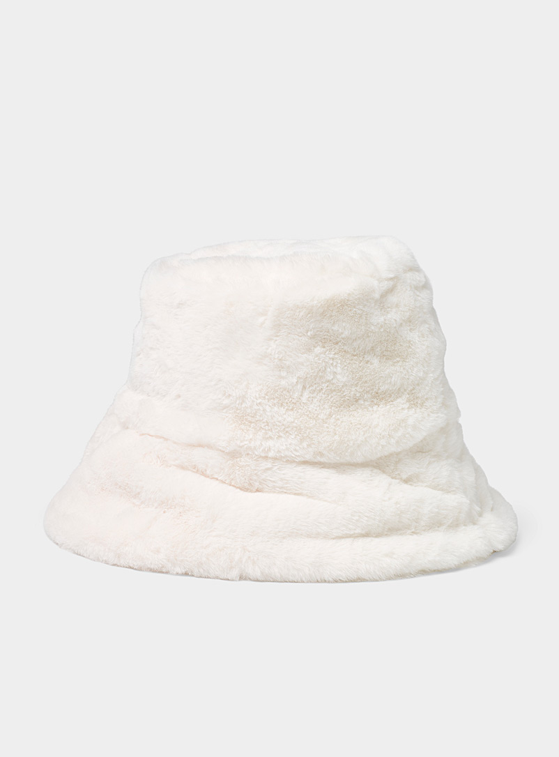 Djab White Faux-fur bucket hat for men
