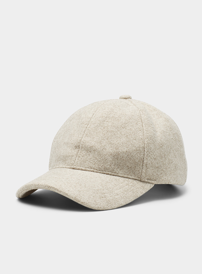 Simons Ivory White Monochrome felted cap for women