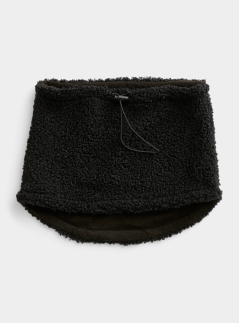 Le 31 Black Bouclé sherpa tube scarf for men