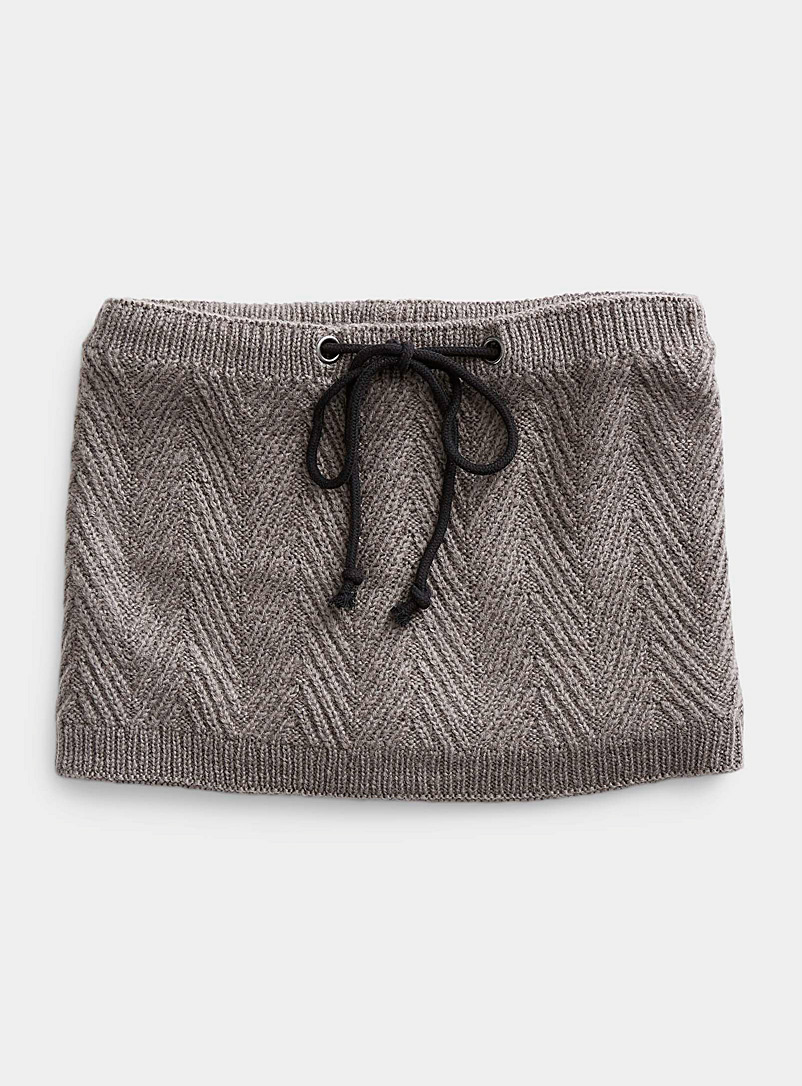 Le 31 Charcoal Herringbone knit tube scarf for men