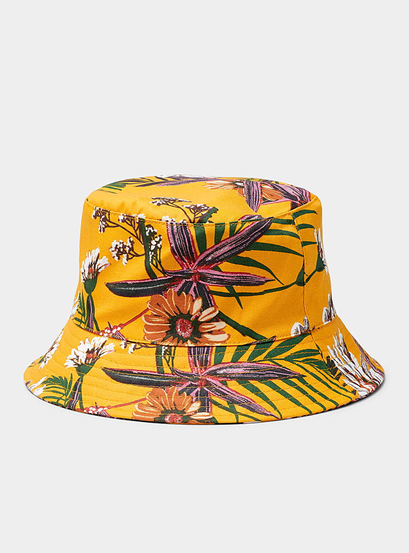 Le 31 Patterned Yellow Floral yellow bucket hat for men