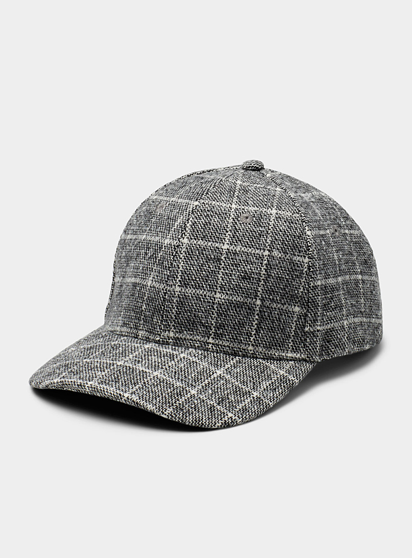 Le 31 Patterned grey  Brushed check cap for men