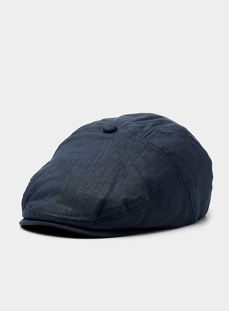 Le 31 Navy/Midnight Blue Pure linen driver cap for men