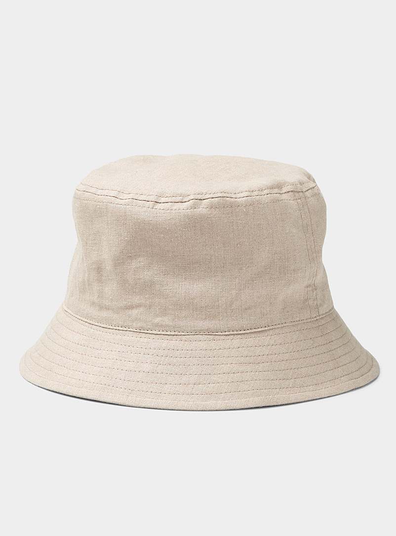 Simons Cream Beige Monochrome linen bucket hat for women