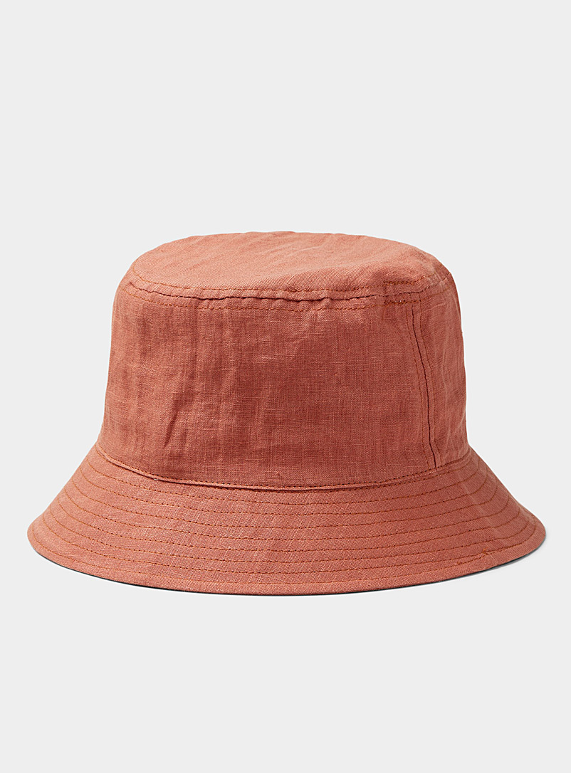 Simons Copper Monochrome linen bucket hat for women
