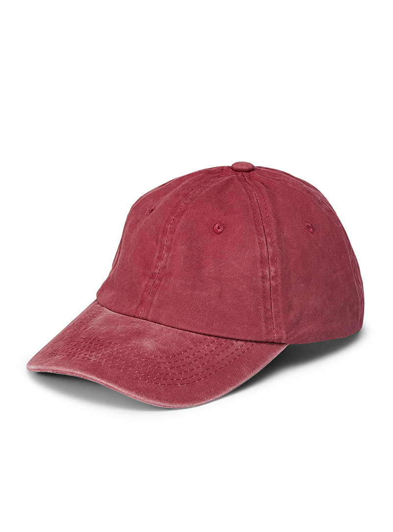 Simons: La casquette baseball denim délavé Rouge foncé-vin-rubis pour femme