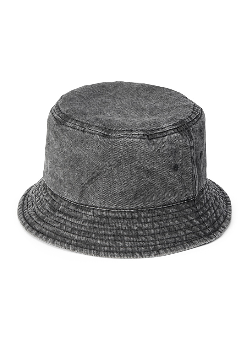 Simons Black Faded cotton bucket hat for women