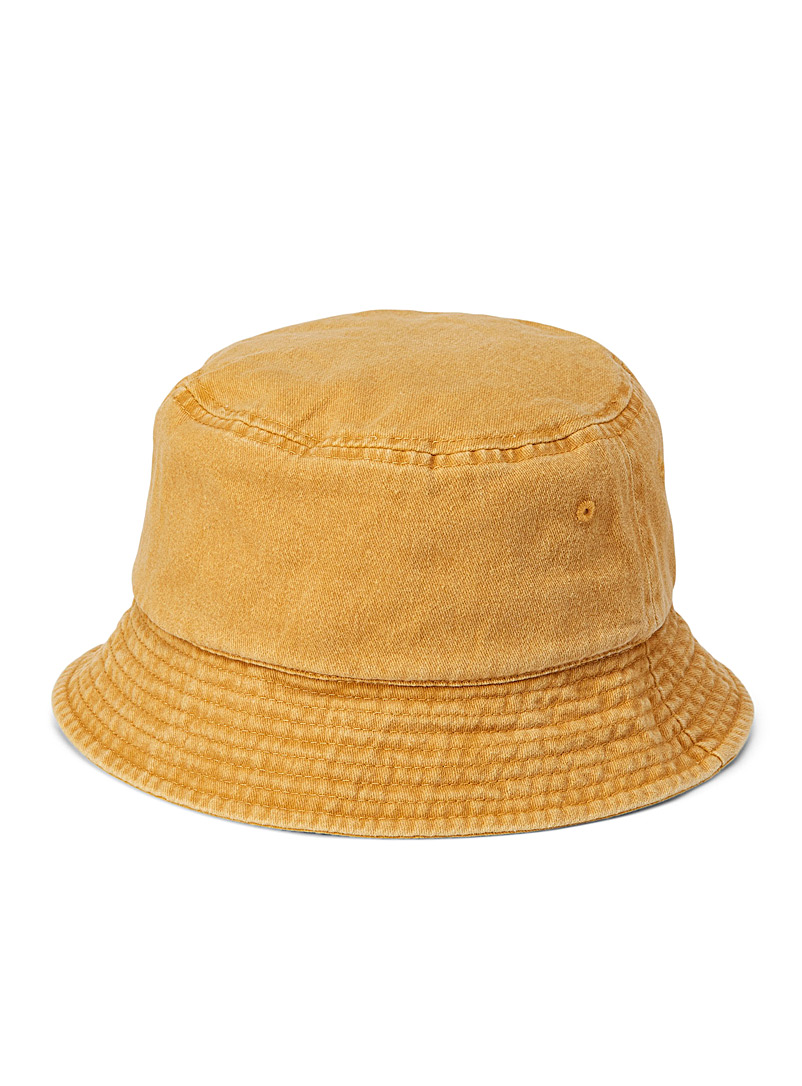 Simons Golden Yellow Faded cotton bucket hat for women
