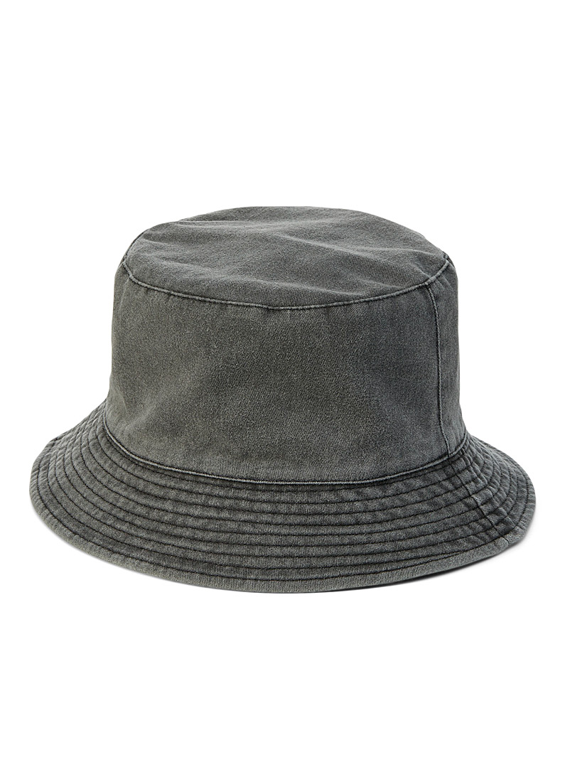 Simons Grey Reversible faded cotton bucket hat for women