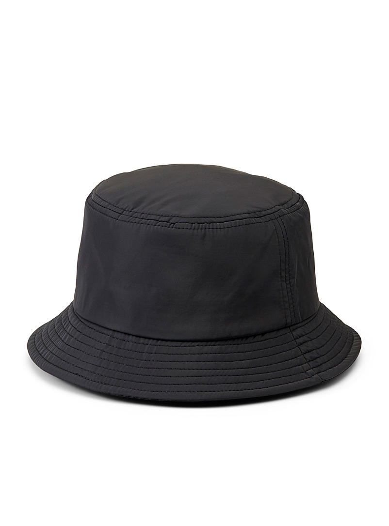 Simons Black Nylon bucket hat for women