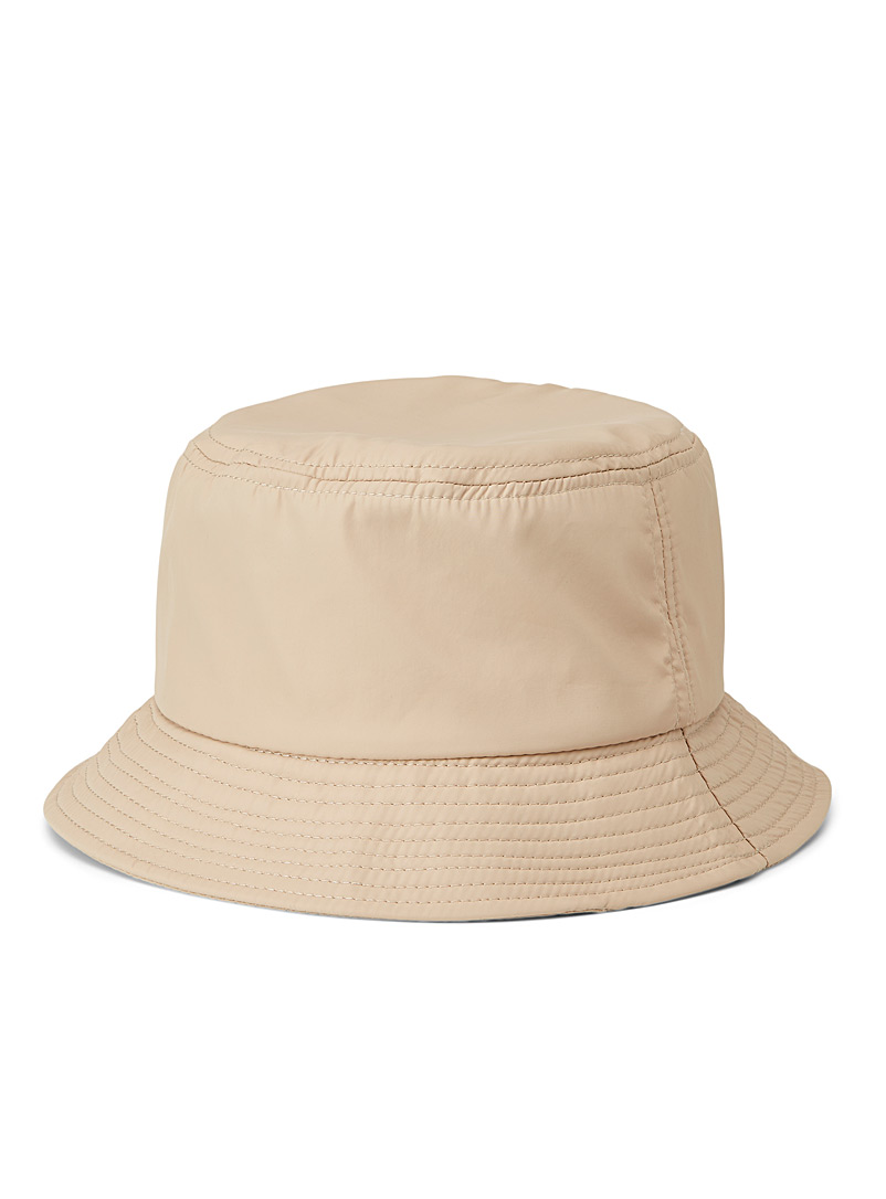Simons Light Brown Nylon bucket hat for women