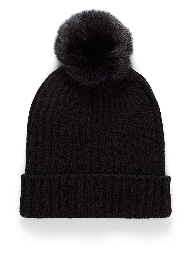 Simons Ruby Red Maxi pompom ribbed tuque for women