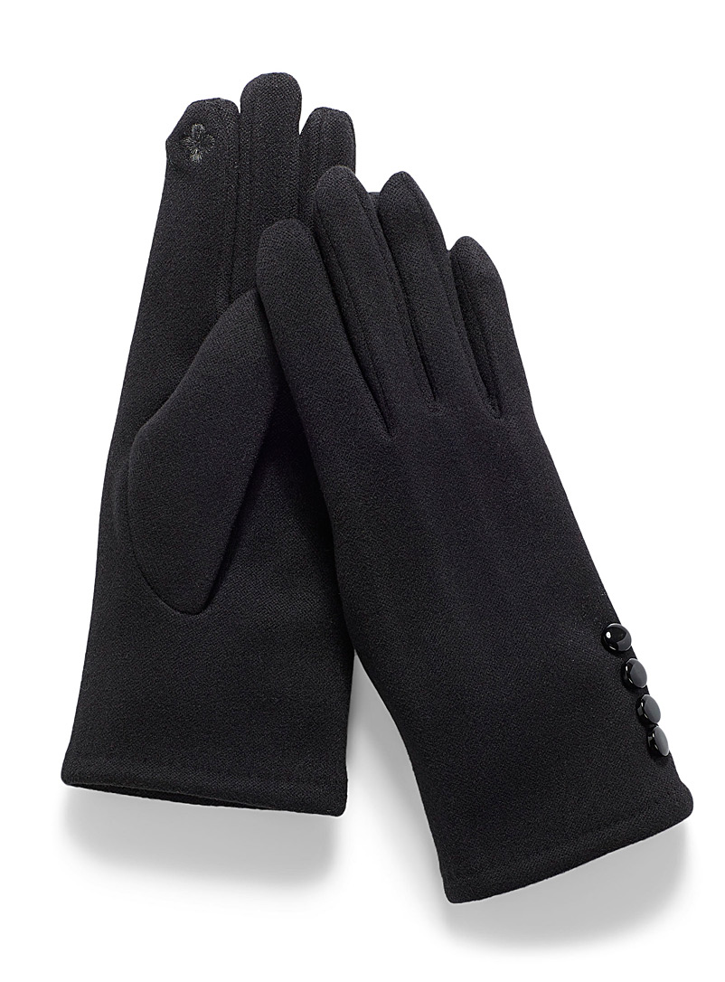 Simons Black Button-cuff gloves for women