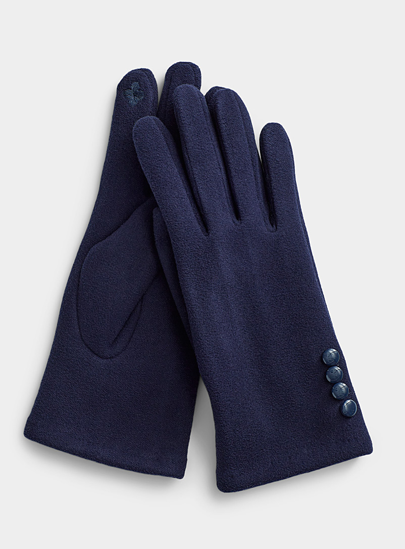 Simons Navy/Midnight Blue Button-cuff gloves for women