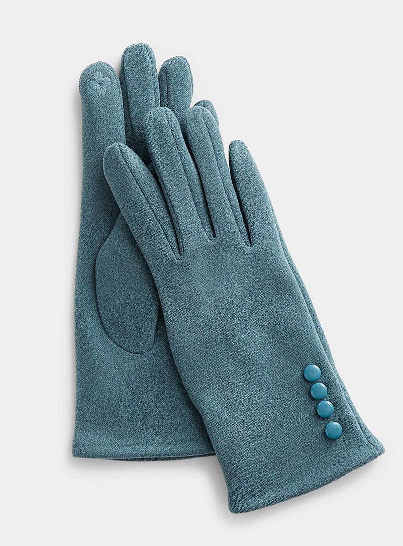 Simons Teal Button-cuff gloves for women