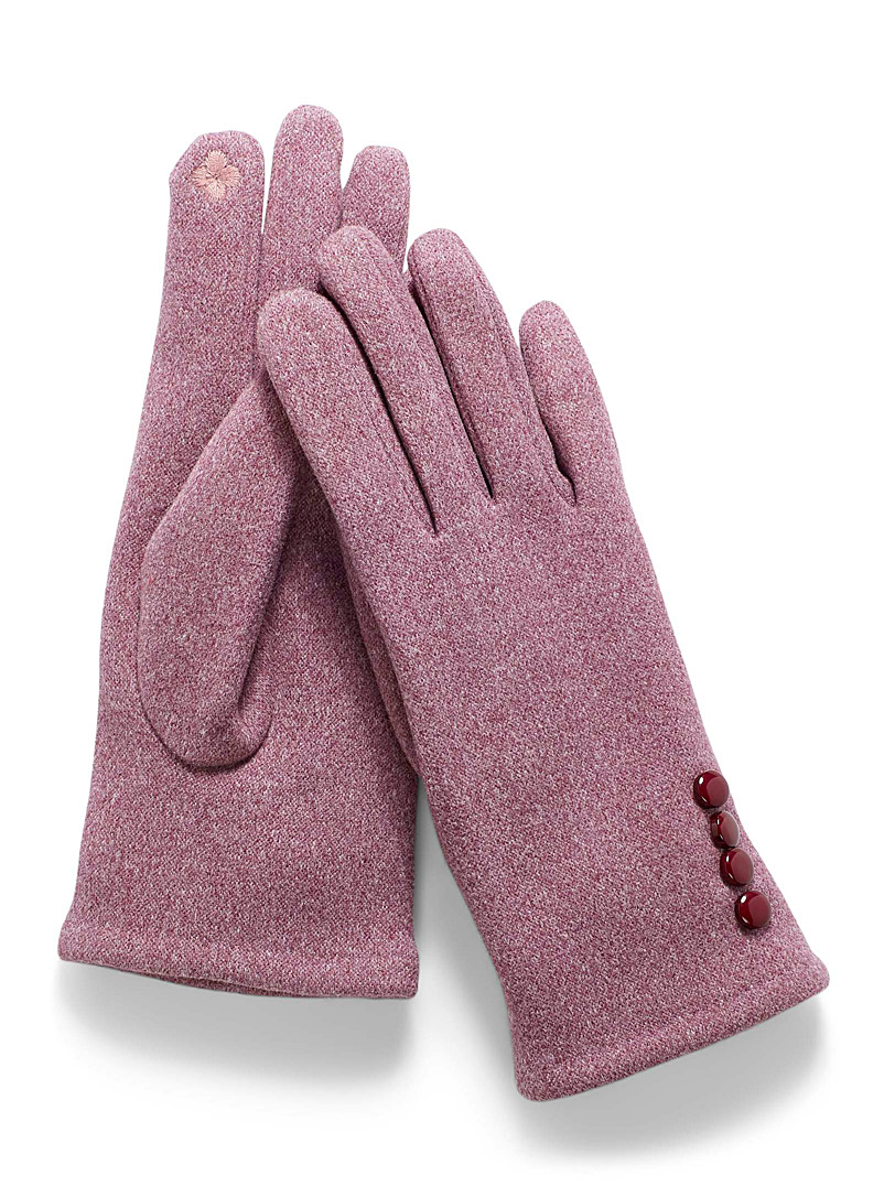 Simons Dusky Pink Button-cuff gloves for women