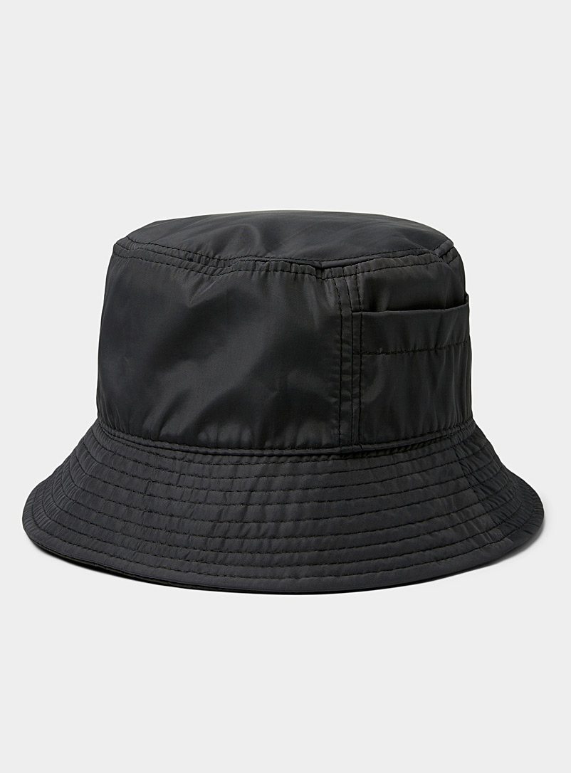 Simons Black Nylon utility bucket hat for women