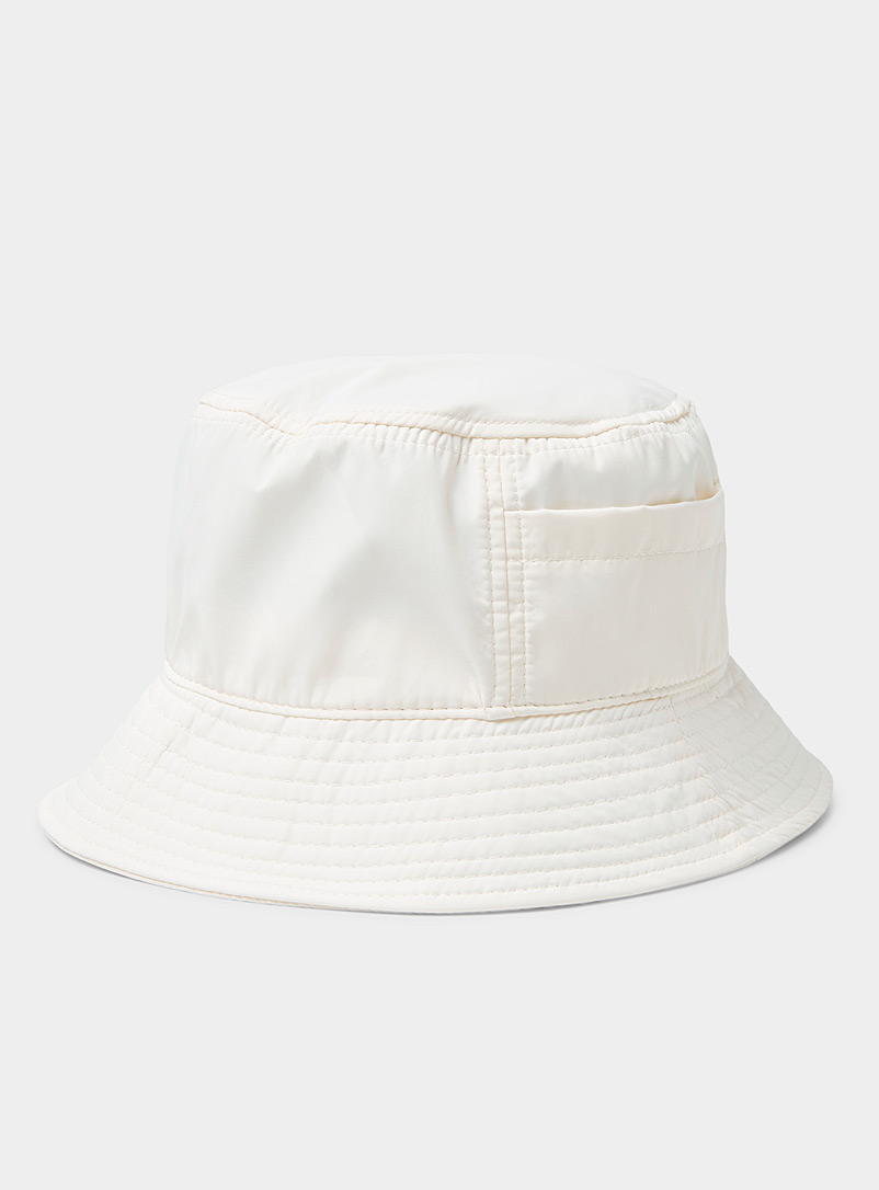 Simons White Utility-style nylon bucket hat for women
