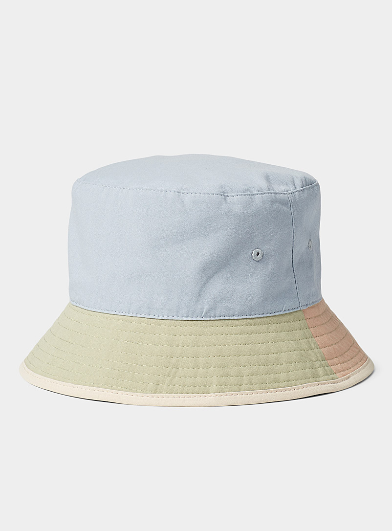 Simons Patterned Blue Reversible pastel-block bucket hat for women