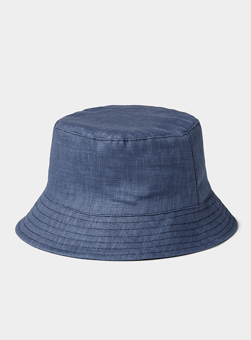 Simons Dark Blue Pure linen bucket hat for women