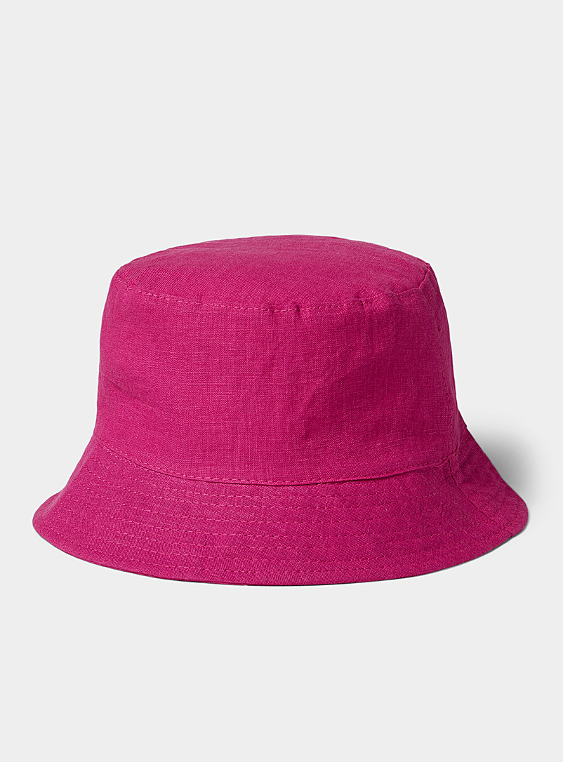 Simons Medium Pink Pure linen bucket hat for women